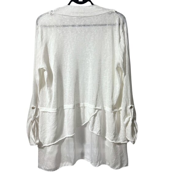 Bellambra White Crochet Cotton Silk Cardigan | Size 1X | Made in Italy - Picture 3 of 11